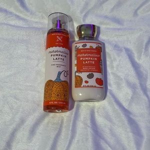 Marshmallow pumpkin latte bath and Bodyworks spray and lotion
